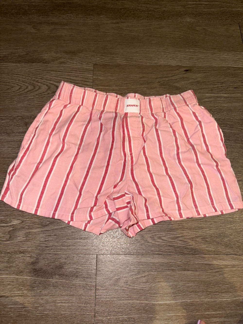 Striped Pink High-Waist Women’s Shorts with Elastic Waistband